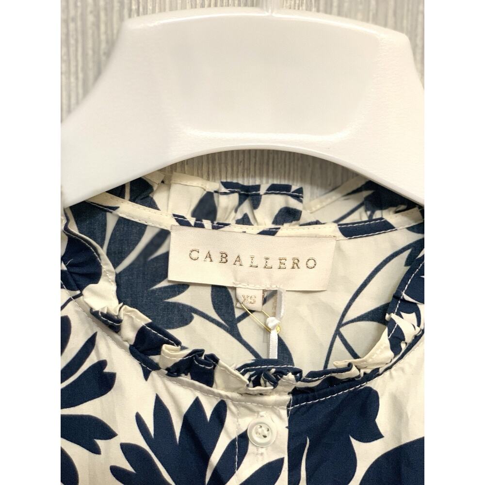 Caballero Celeste Top Palm Springs Blue Floral XS NWT - Picture 6 of 9